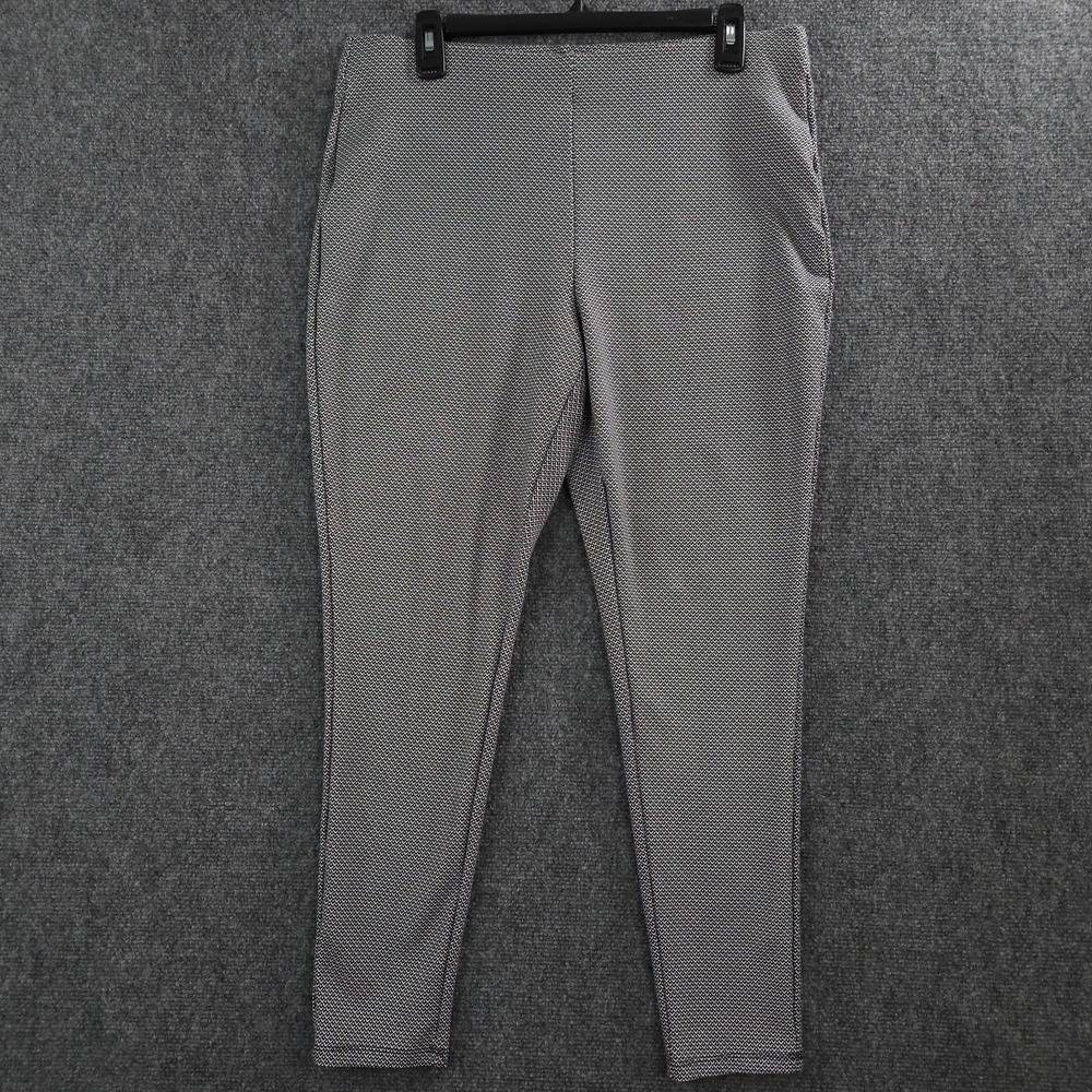 Chicos Pants Womens 2 US L 12 Black White Geo Pull On Soft Knit Skinny Ankle